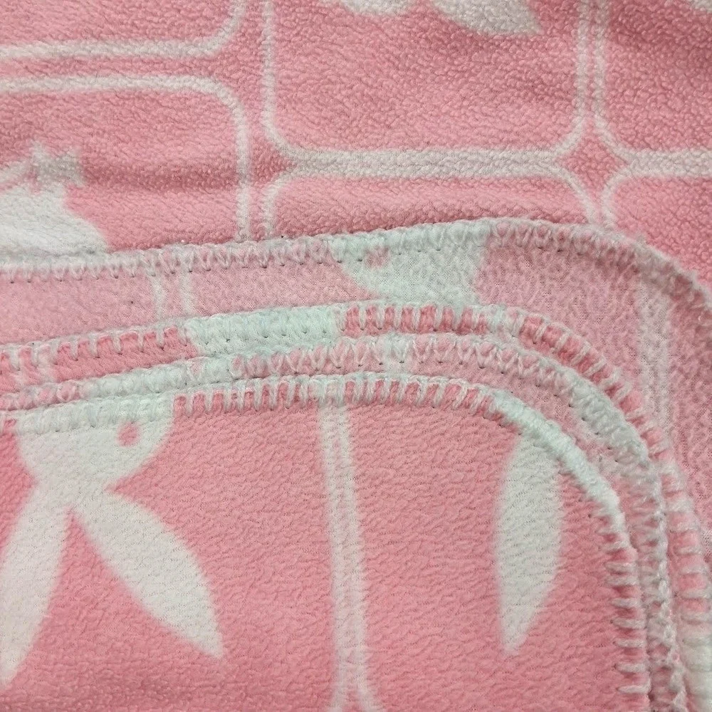 Playboy Bunny Pink‎ Thin Fleece Throw Blanket White Logo 50x60